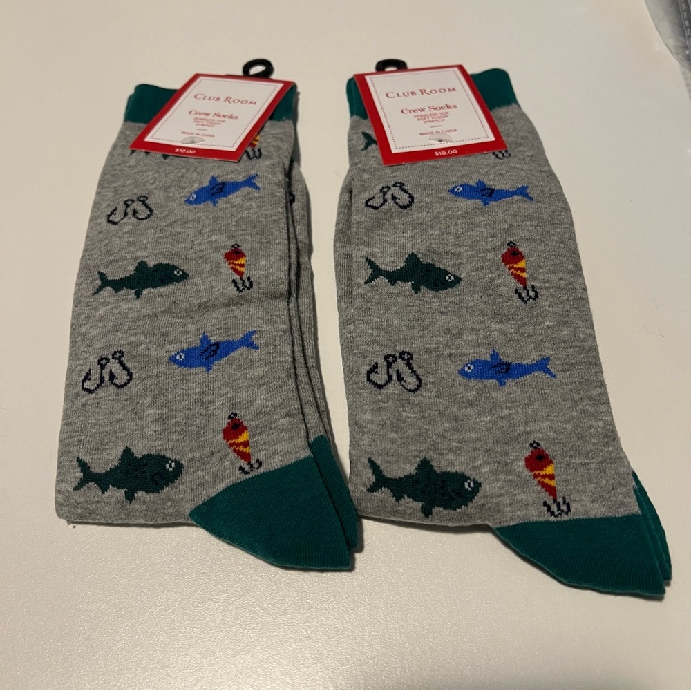Club Room Gray and Blue Casual Socks with Marine Life Design